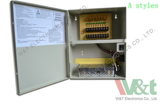 Su geçirmez 9 Kanallı Güç Kaynağı, CCTV Kameralar için 5A 12v Dc Güç Kaynağı