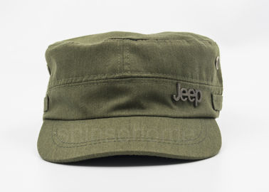 4 Panel Badge Cotton Military Cap Army Green With Bronze Metal Buckle For Adults
