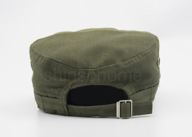 4 Panel Badge Cotton Military Cap Army Green With Bronze Metal Buckle For Adults