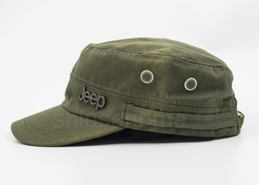 4 Panel Badge Cotton Military Cap Army Green With Bronze Metal Buckle For Adults